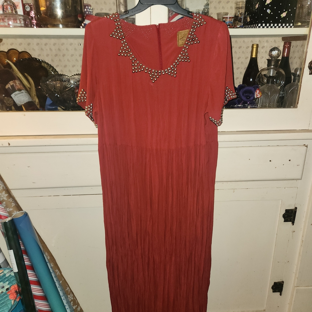 Double D Ranch Red Maxi Dress with Studded Details